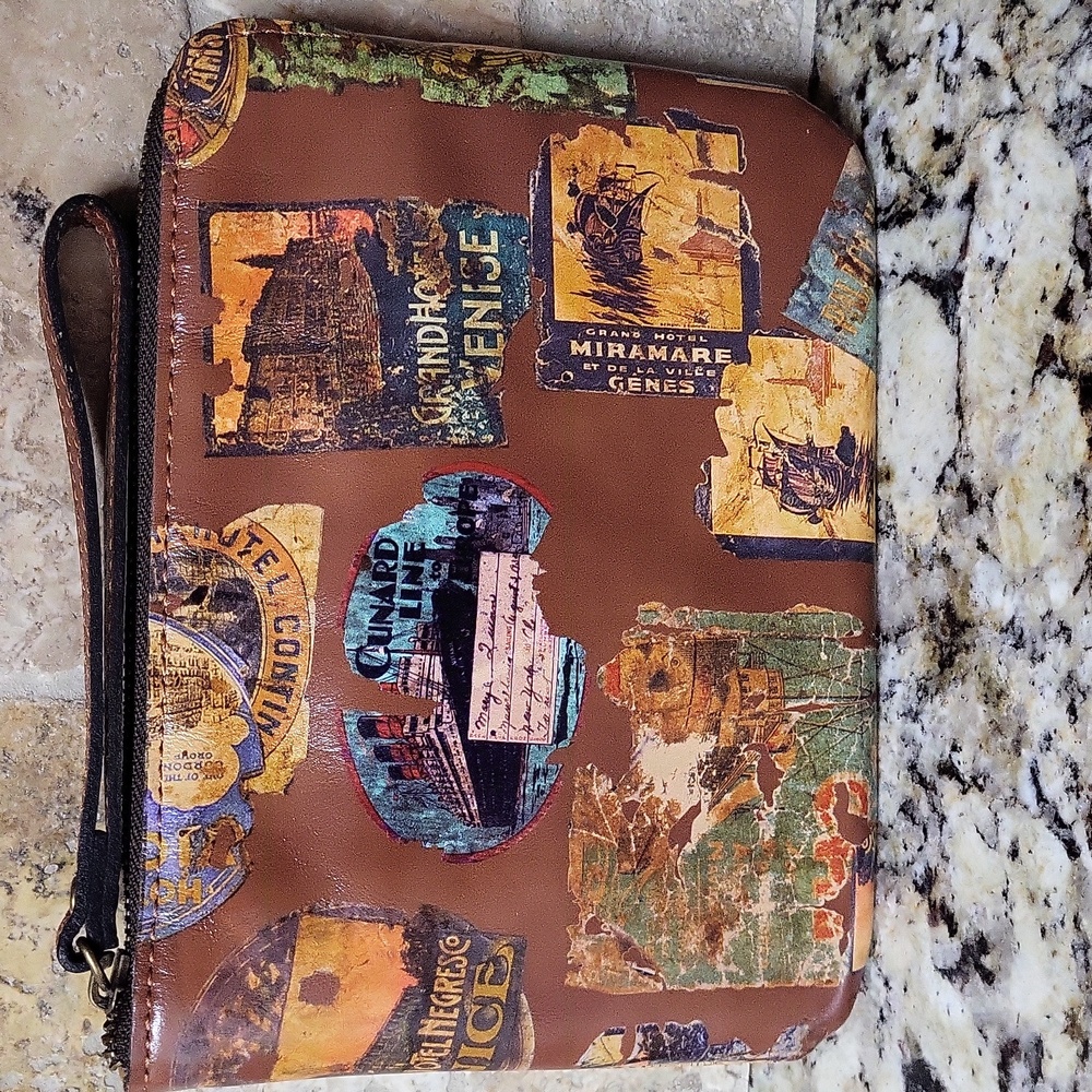 Patricia Nash Travel Sticker Cassini Wristlet